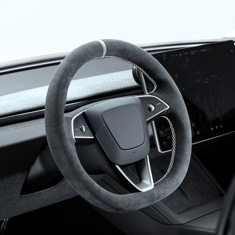 TESERY Alcantara Steering Wheel Cover for Model Y Juniper / Model 3 Highland / Model YL