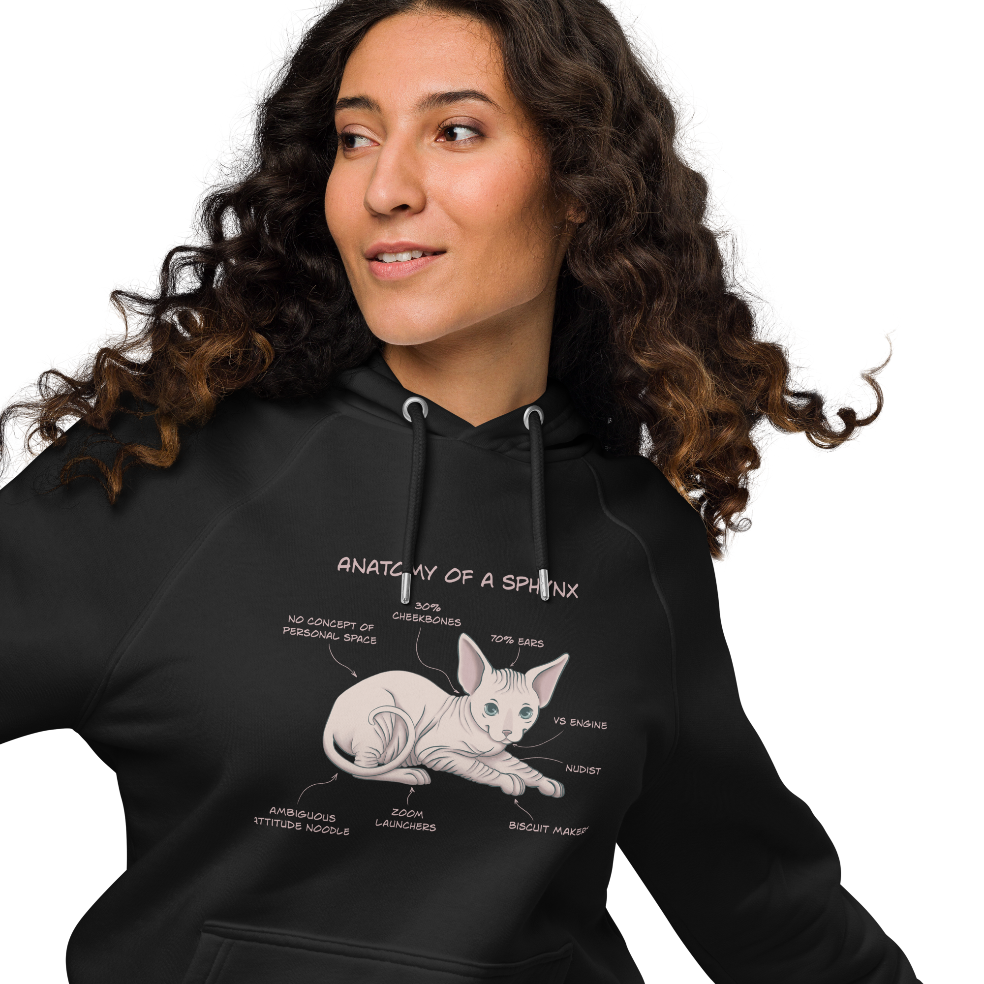 "ANATOMY OF A SPHYNX" WOMEN'S ECO HOODIE