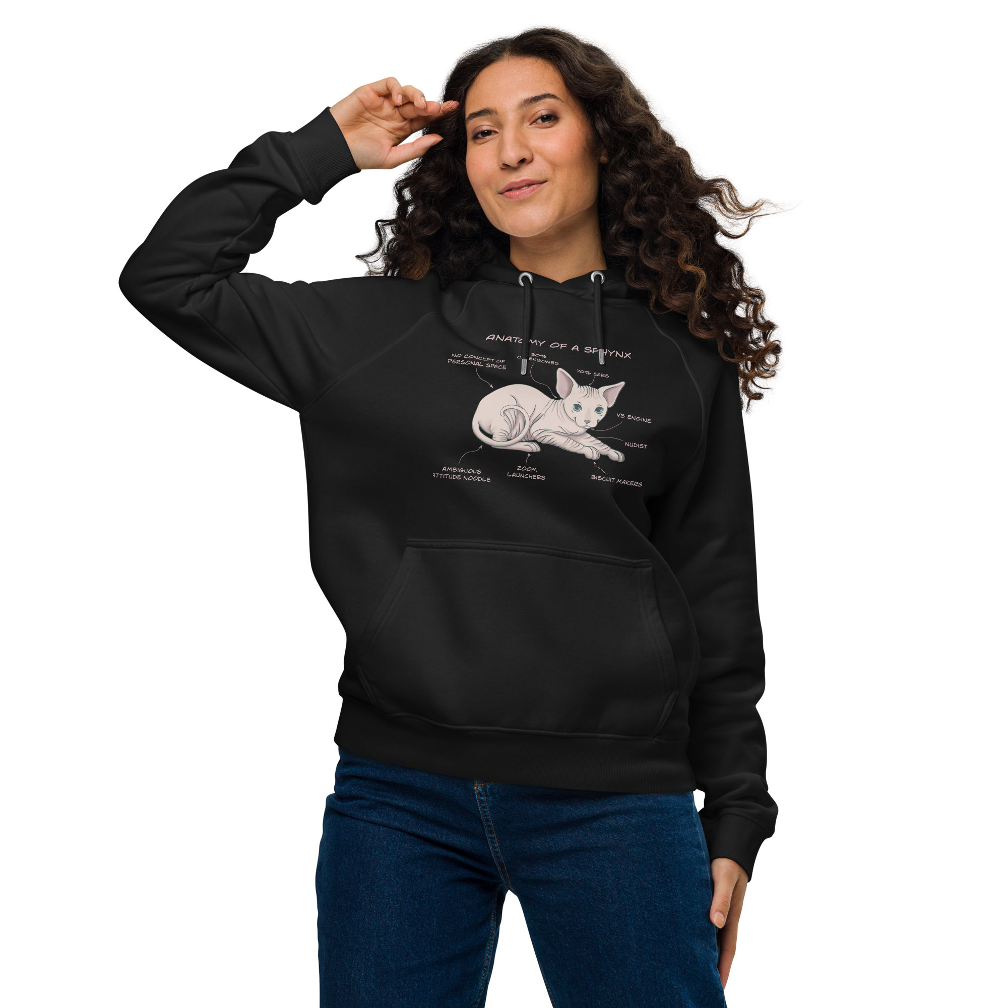 "ANATOMY OF A SPHYNX" WOMEN'S ECO HOODIE