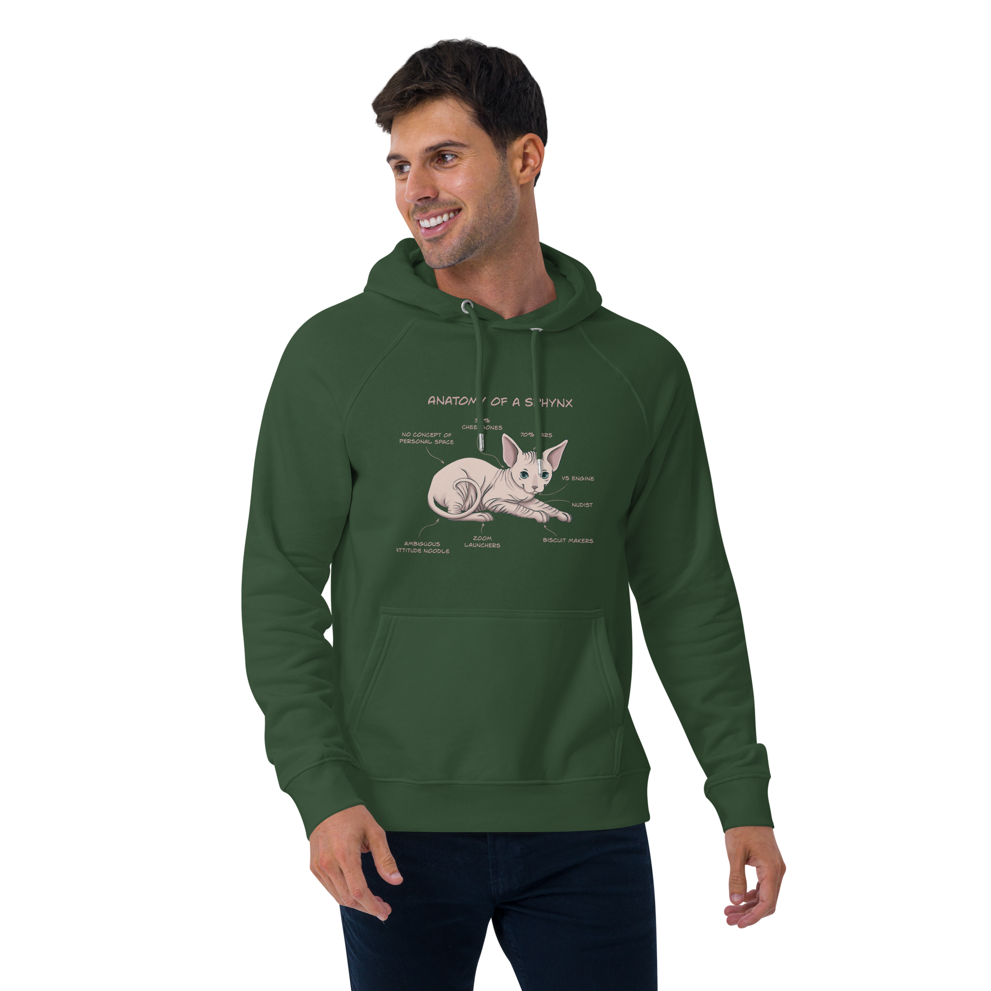 "ANATOMY OF A SPHYNX" UNISEX ECO HOODIE