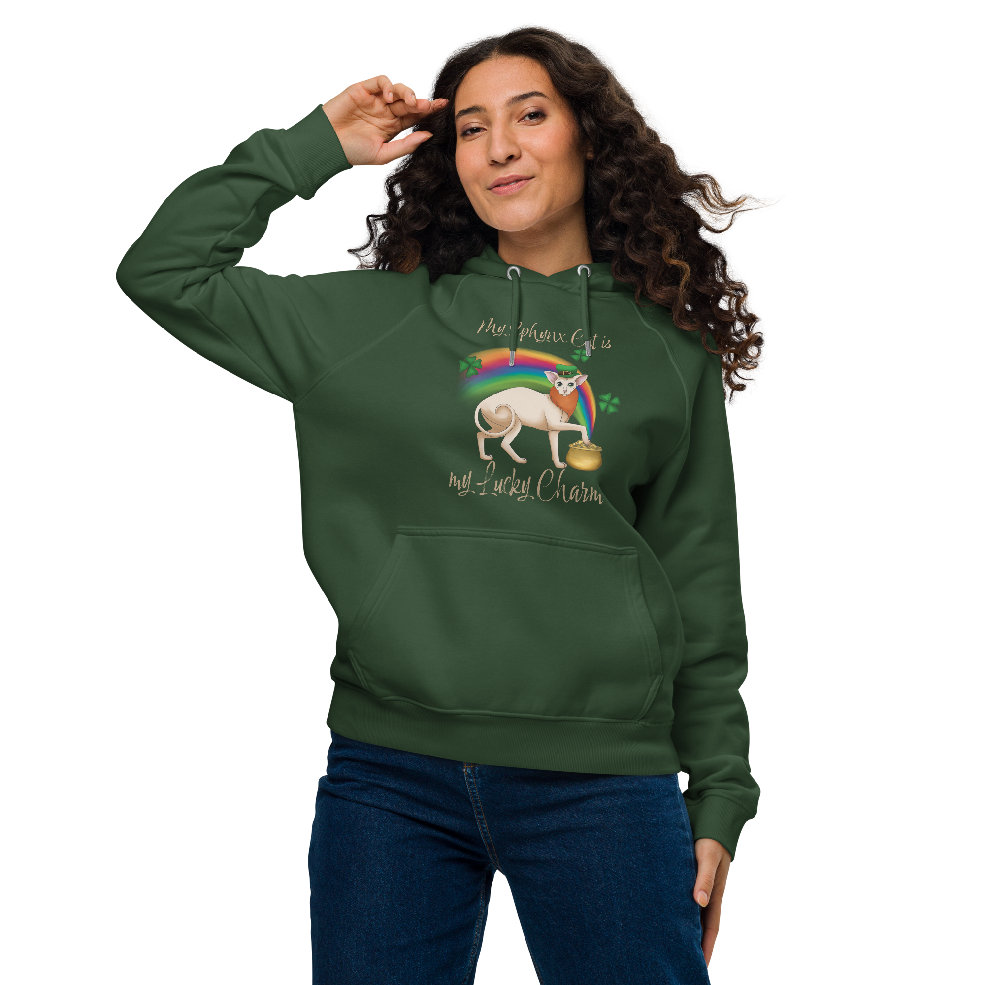 "MY SPHYNX IS MY LUCKY CHARM" WOMEN'S ECO HOODIE