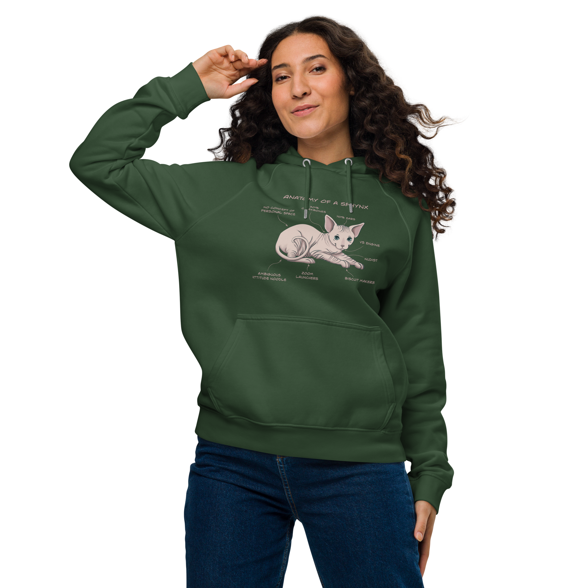 "ANATOMY OF A SPHYNX" WOMEN'S ECO HOODIE