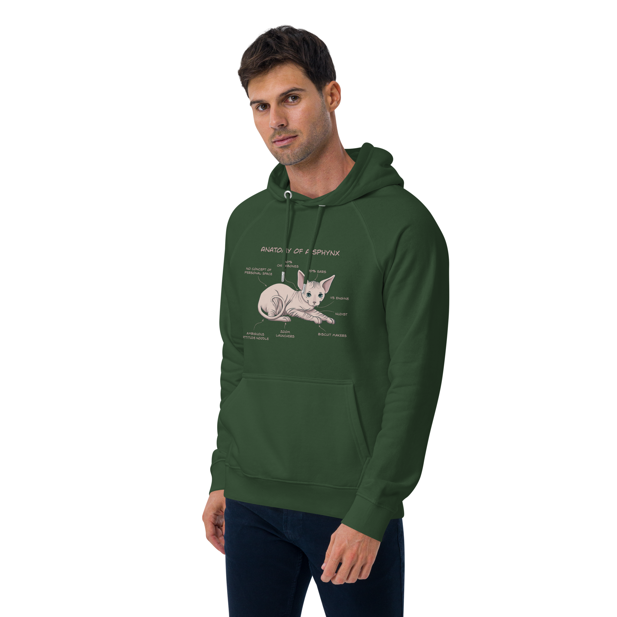 "ANATOMY OF A SPHYNX" UNISEX ECO HOODIE