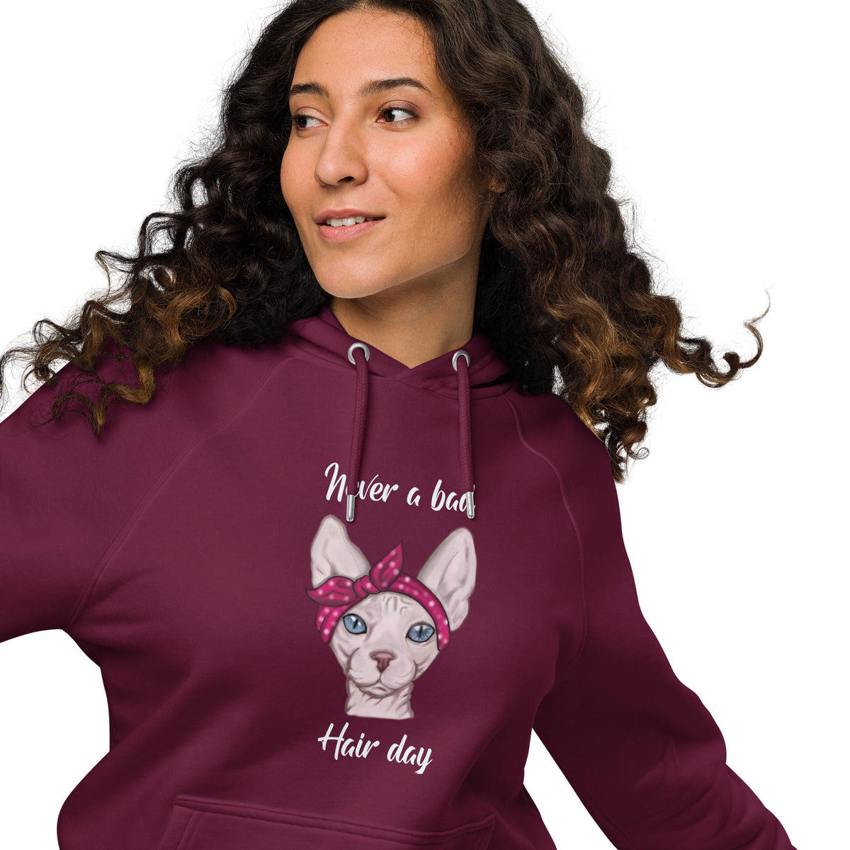 "NEVER A BAD HAIR DAY" UNISEX ECO HOODIE