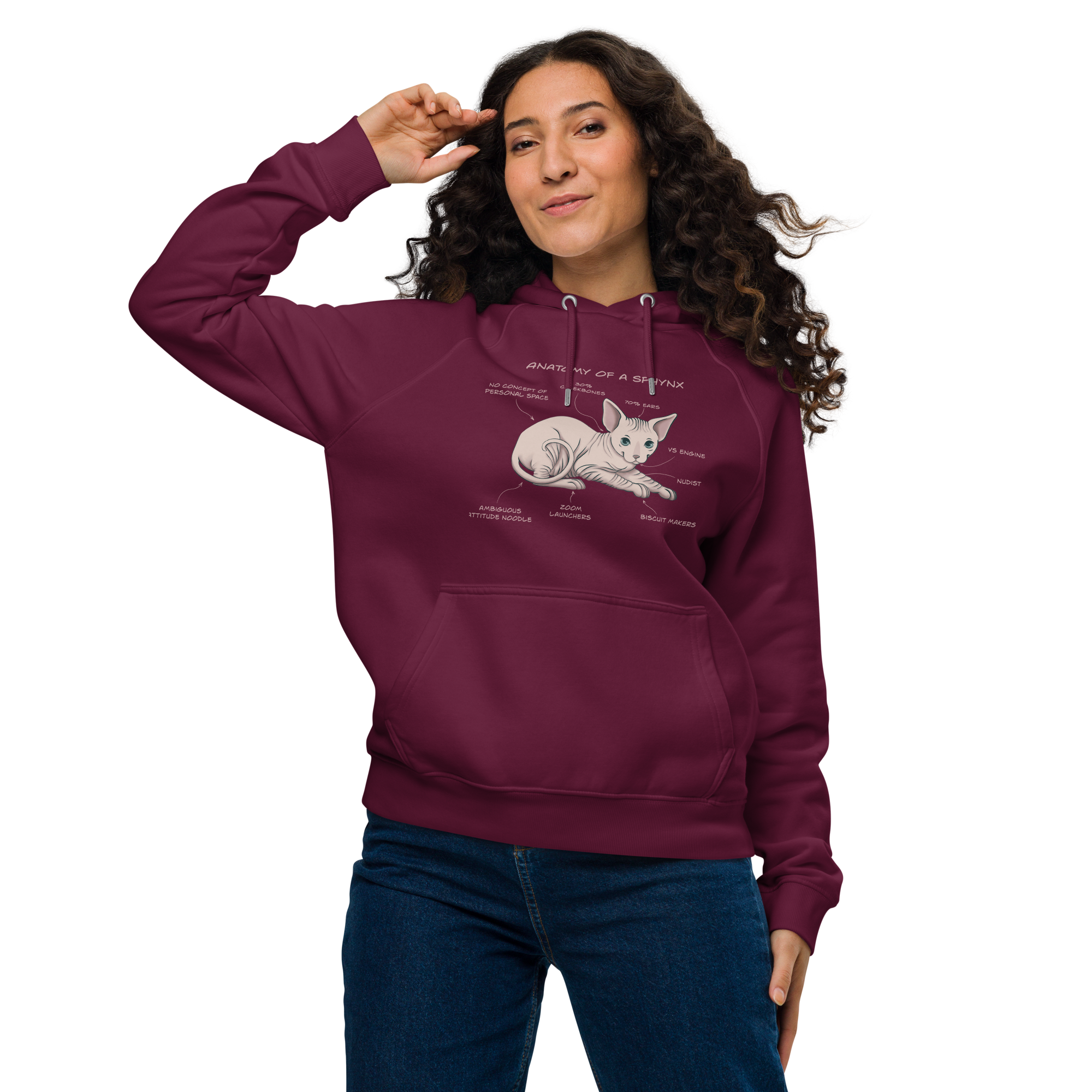 "ANATOMY OF A SPHYNX" WOMEN'S ECO HOODIE