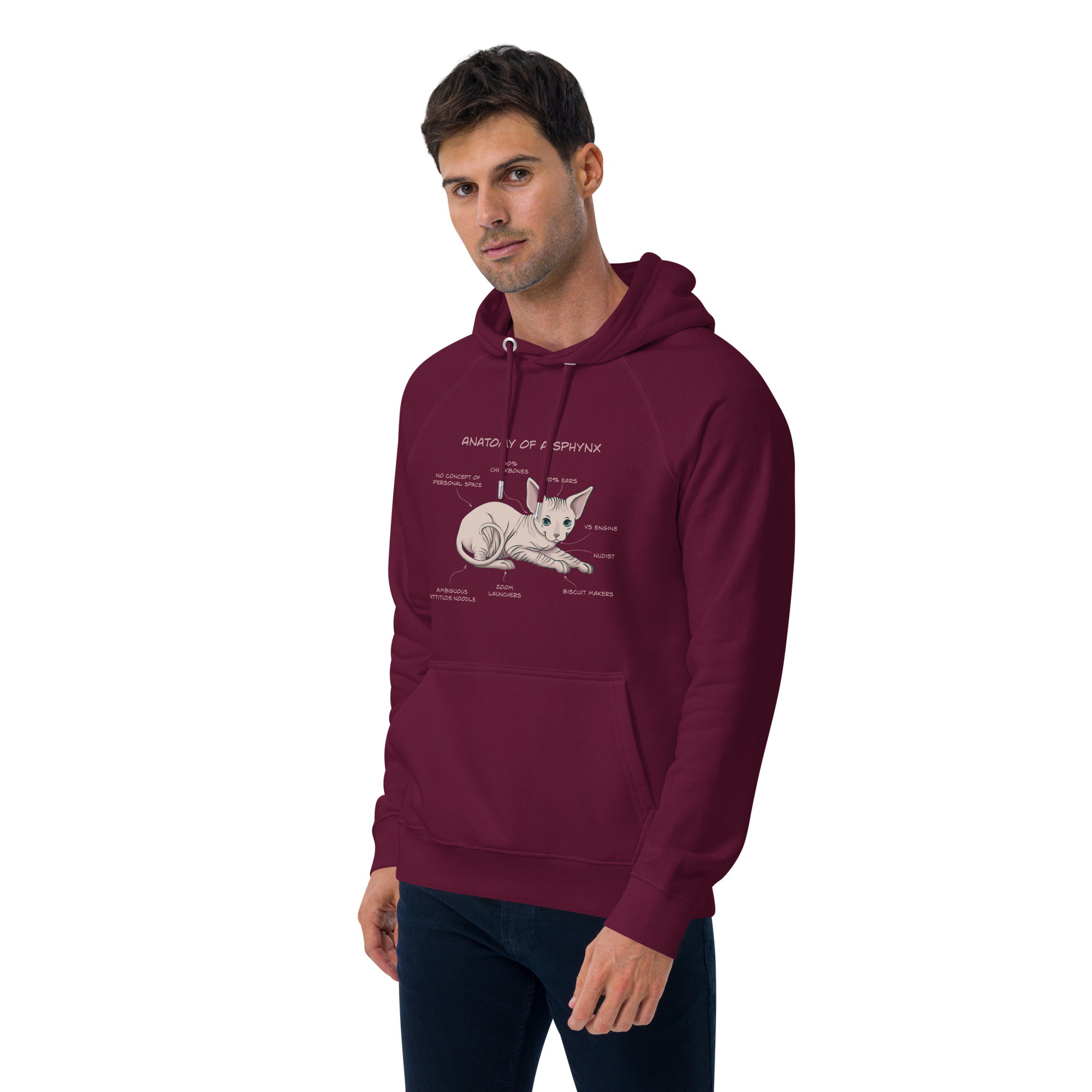 "ANATOMY OF A SPHYNX" UNISEX ECO HOODIE