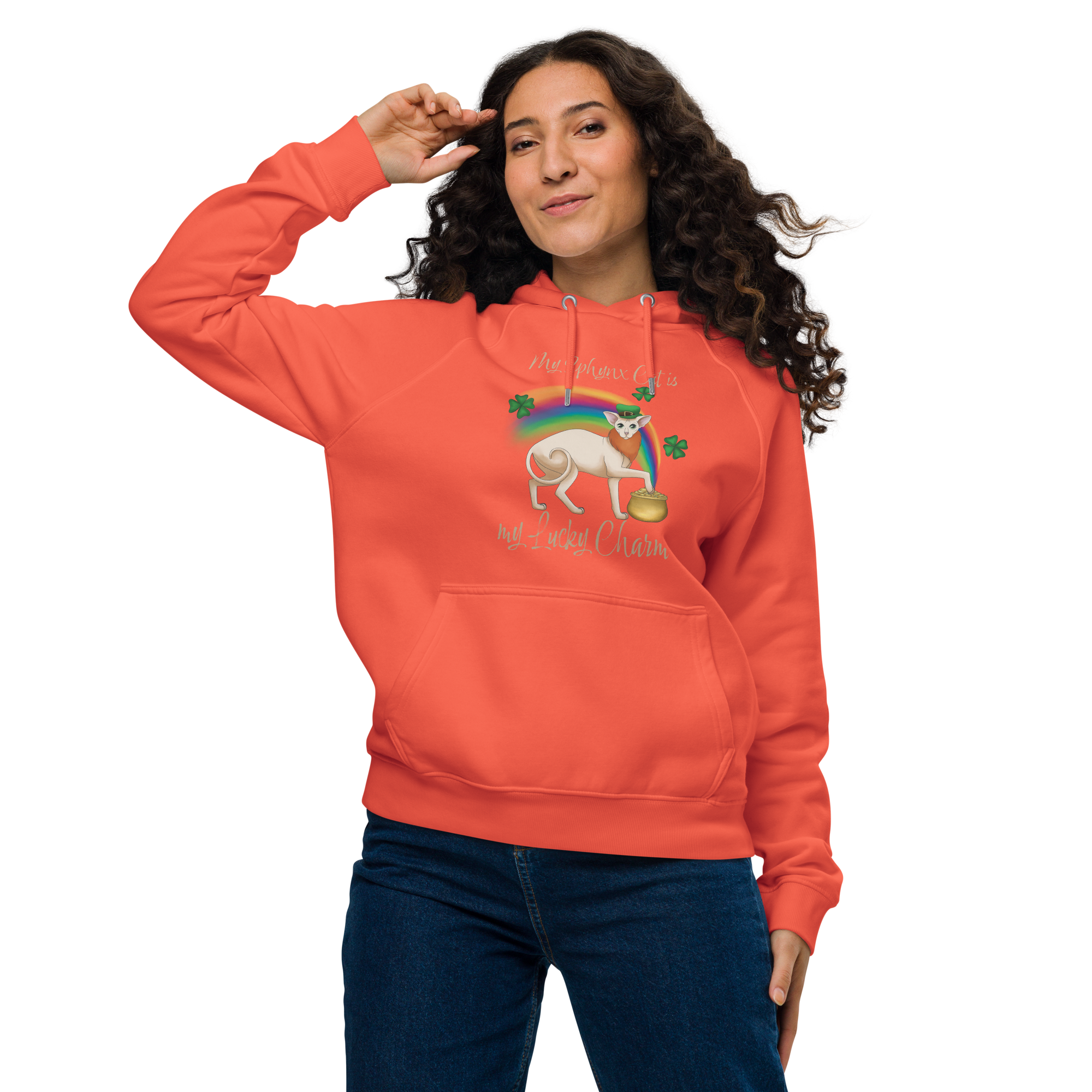 "MY SPHYNX IS MY LUCKY CHARM" WOMEN'S ECO HOODIE