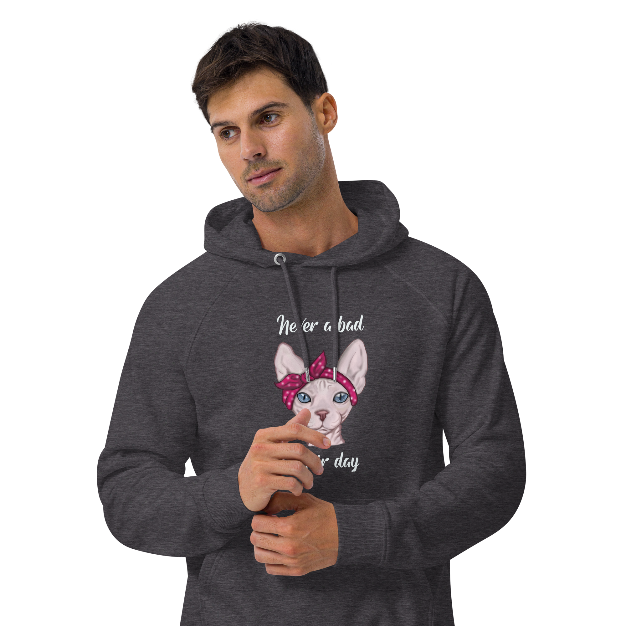 "NEVER A BAD HAIR DAY" UNISEX ECO HOODIE