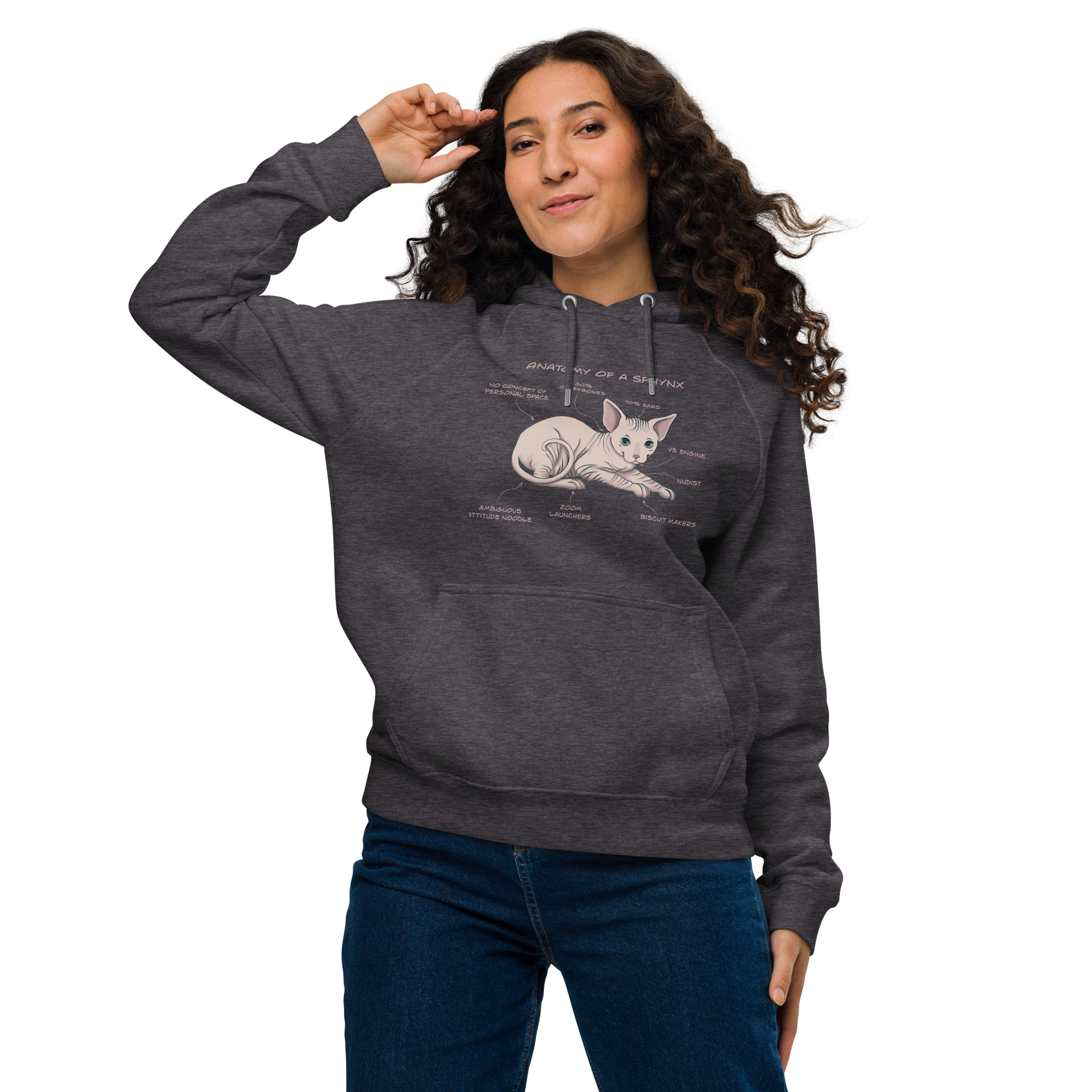 "ANATOMY OF A SPHYNX" WOMEN'S ECO HOODIE