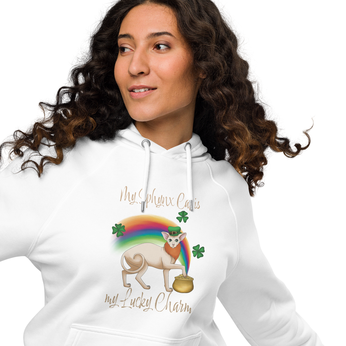 "MY SPHYNX IS MY LUCKY CHARM" WOMEN'S ECO HOODIE
