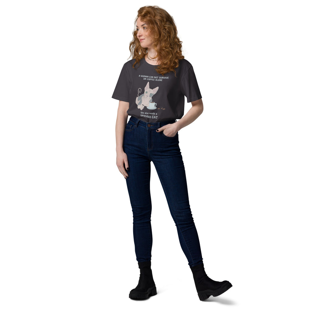 "WOMAN CAN'T SURVIVE ON COFFEE ALONE" WOMAN'S ECO TEE