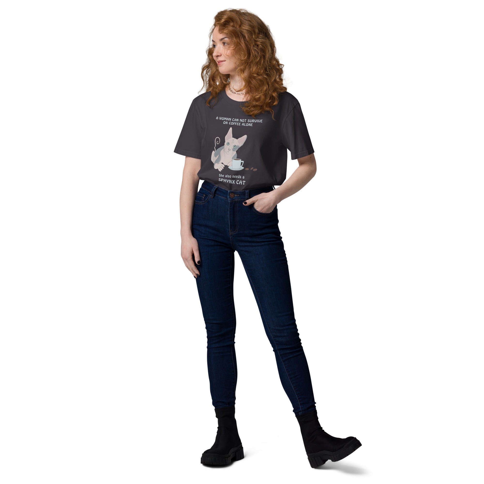 "WOMAN CAN'T SURVIVE ON COFFEE ALONE" WOMAN'S ECO TEE