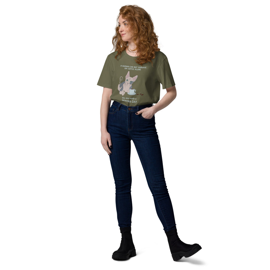 "WOMAN CAN'T SURVIVE ON COFFEE ALONE" WOMAN'S ECO TEE