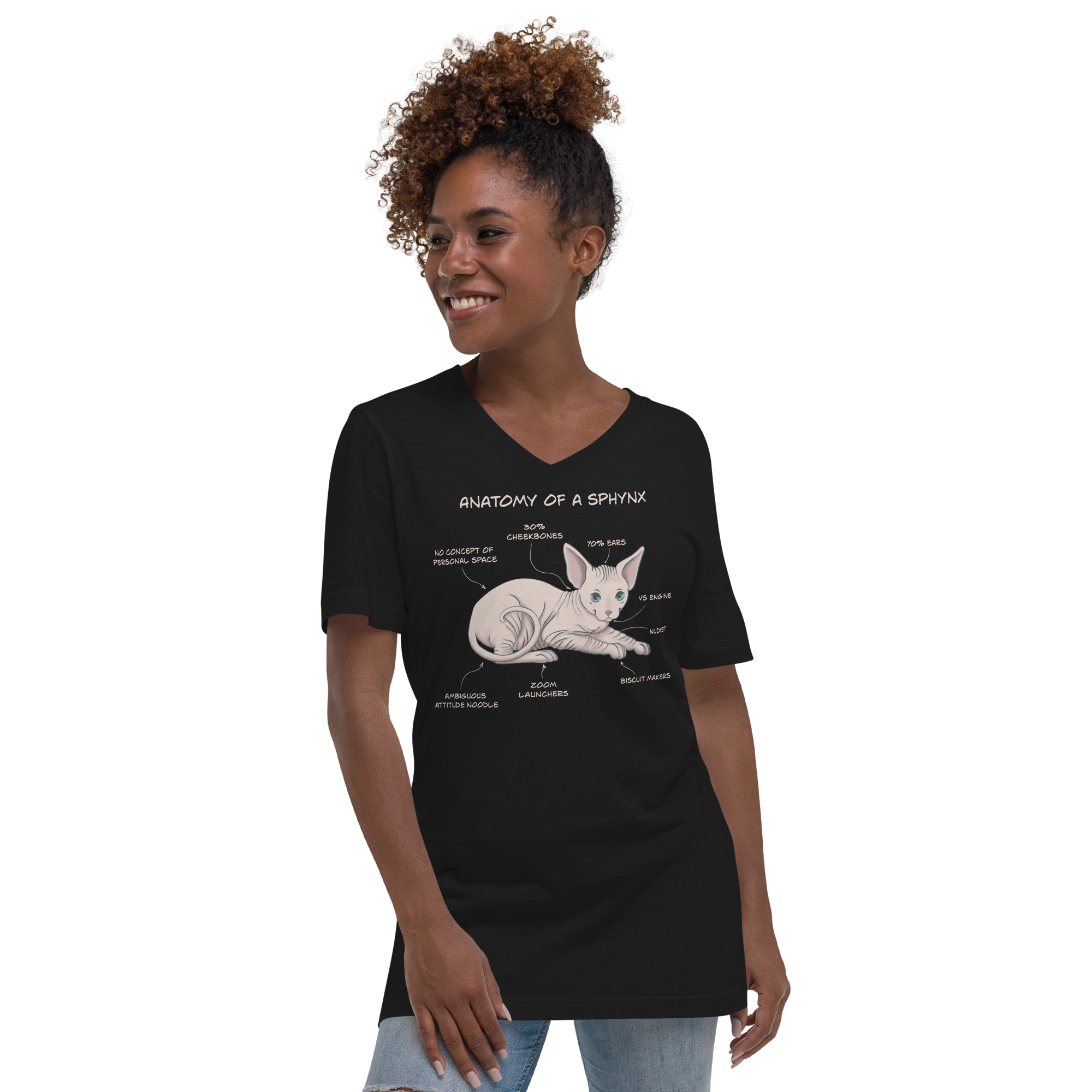 "ANATOMY OF A SPHYNX" WOMAN'S V-NECK TEE