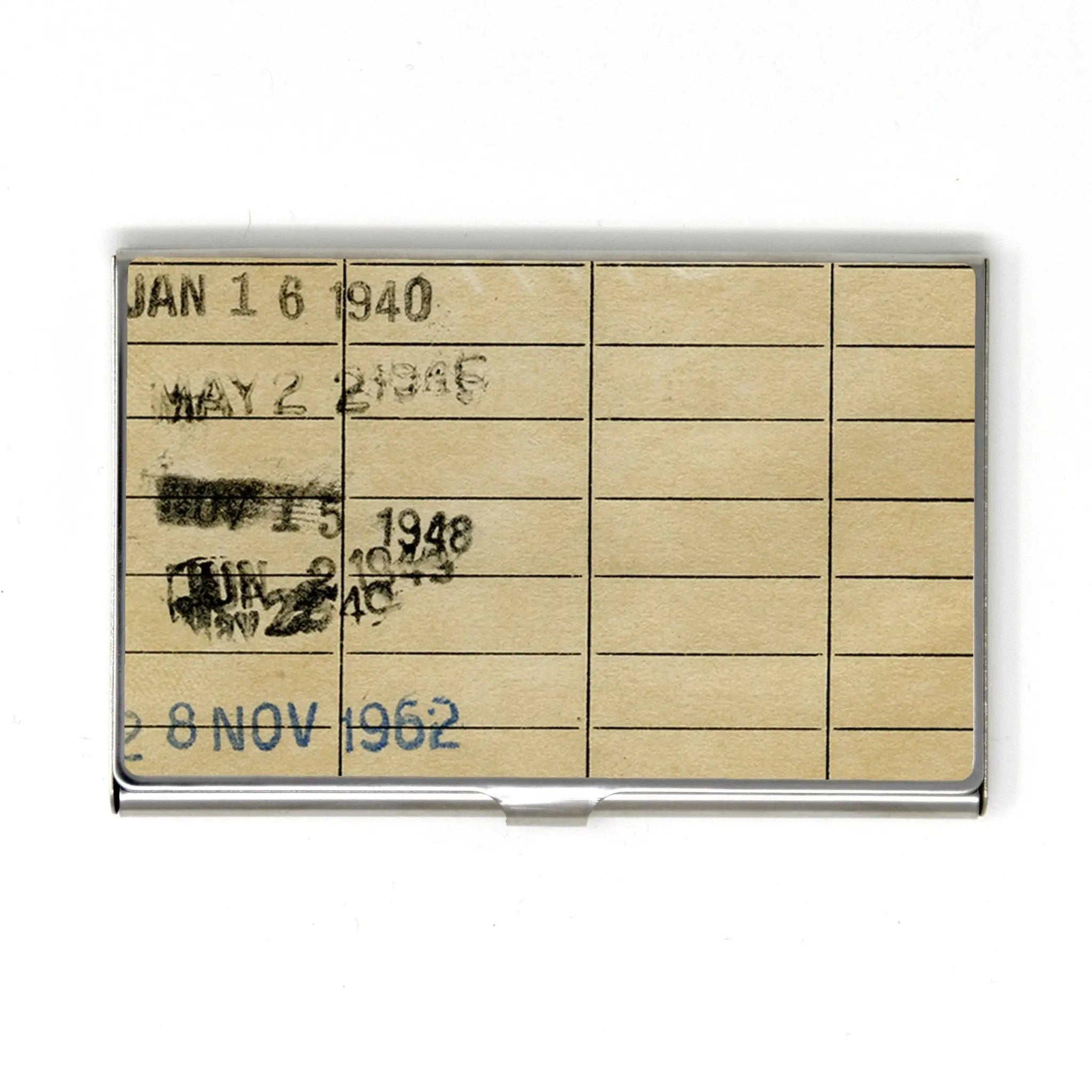 Vintage Library Card Business Card Case - Book Business Card Holder