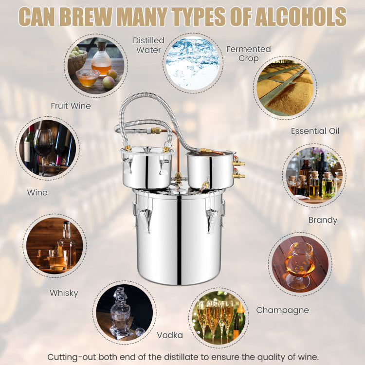5/10 Gal 22/38 L Water Alcohol Distiller for DIY Whisky