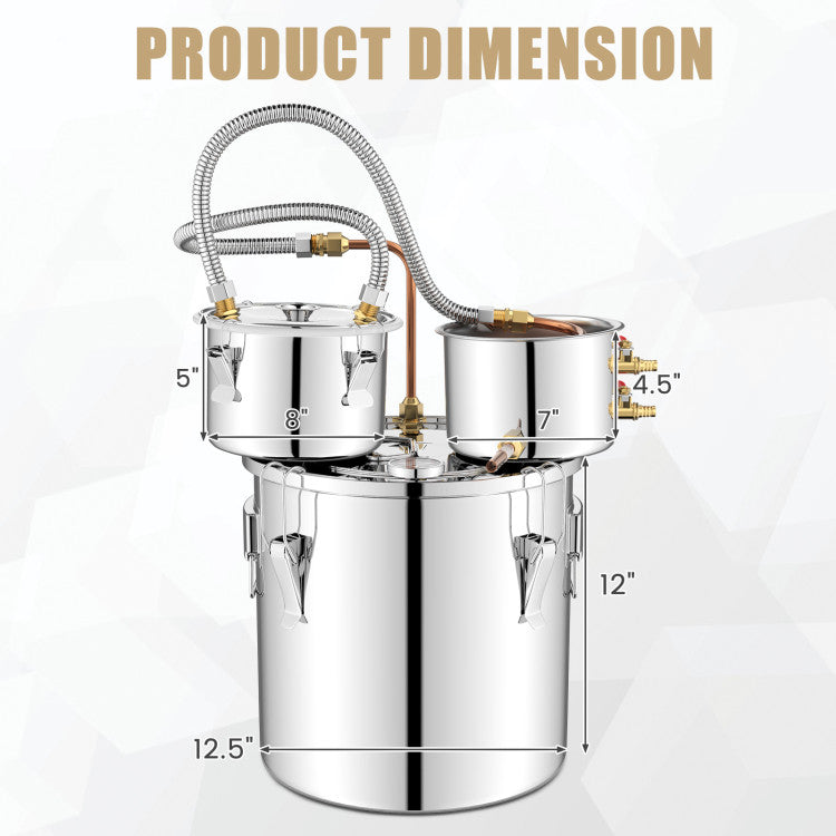 5/10 Gal 22/38 L Water Alcohol Distiller for DIY Whisky