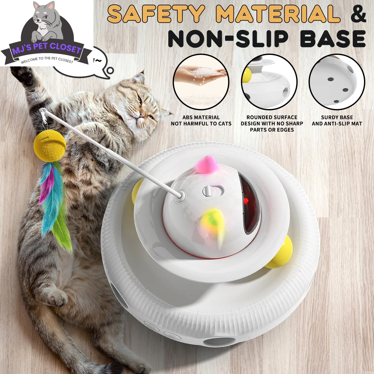 4-in-1 Interactive Cat Toy with Laser & Track Balls
