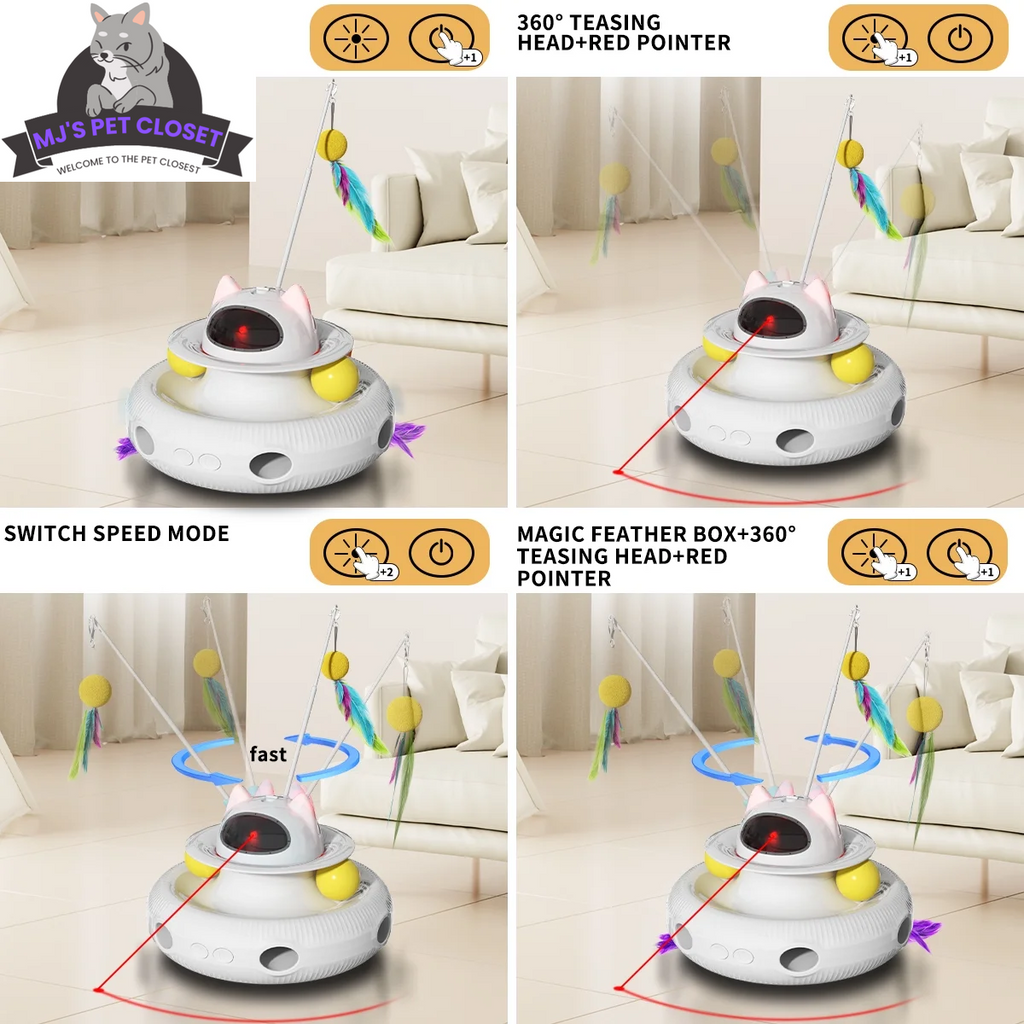 4-in-1 Interactive Cat Toy with Laser & Track Balls