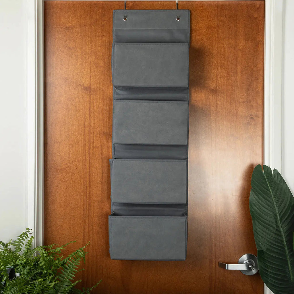 Over the Door Hanging Organizer Closet Storage Bins Grey