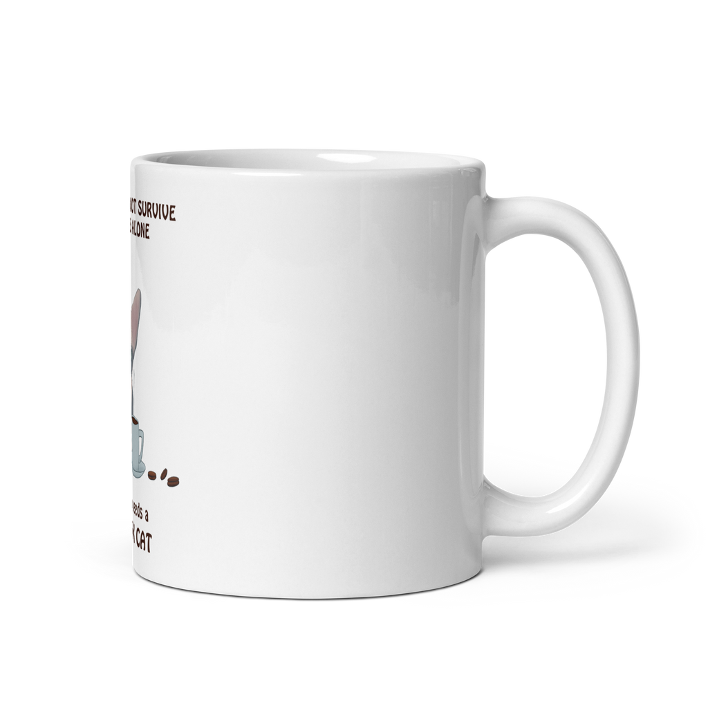 "WOMAN CAN'T SURVIVE ON COFFEE ALONE" COFFEE MUG