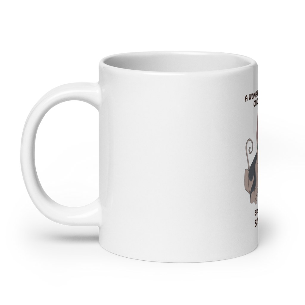 "WOMAN CAN'T SURVIVE ON COFFEE ALONE" COFFEE MUG