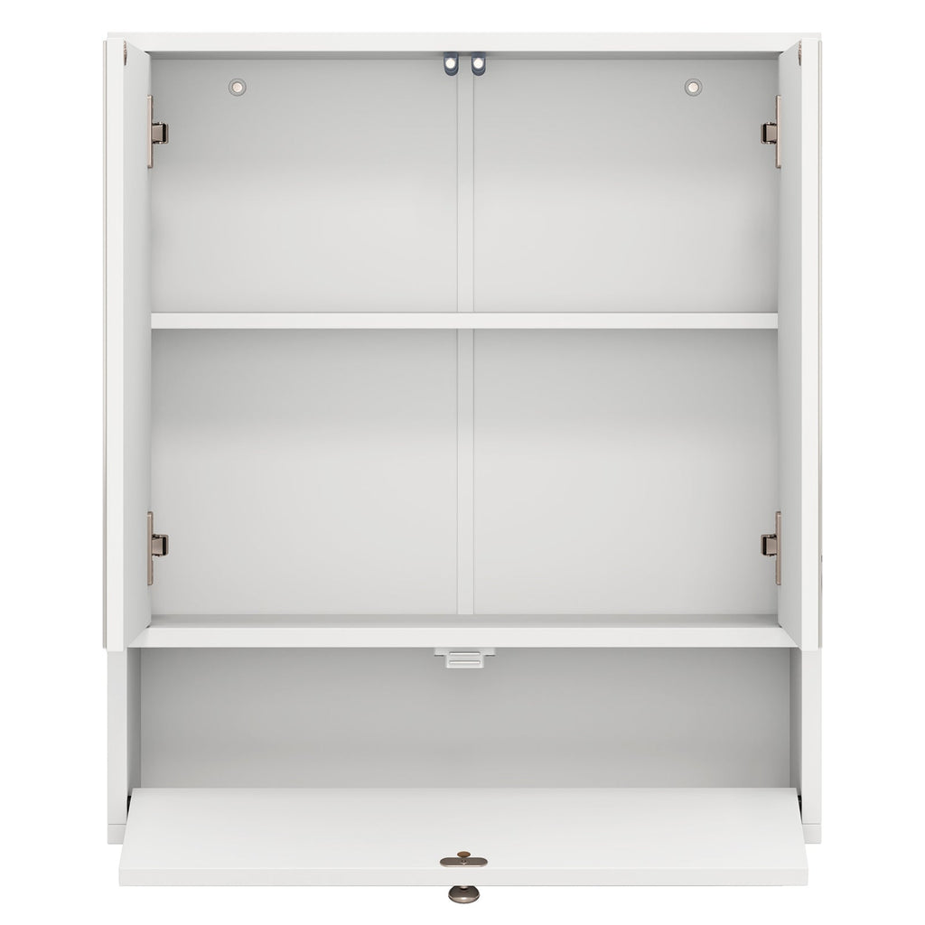 Double Door Wall-Mounted Bathroom Mirrored Medicine Cabinet-White