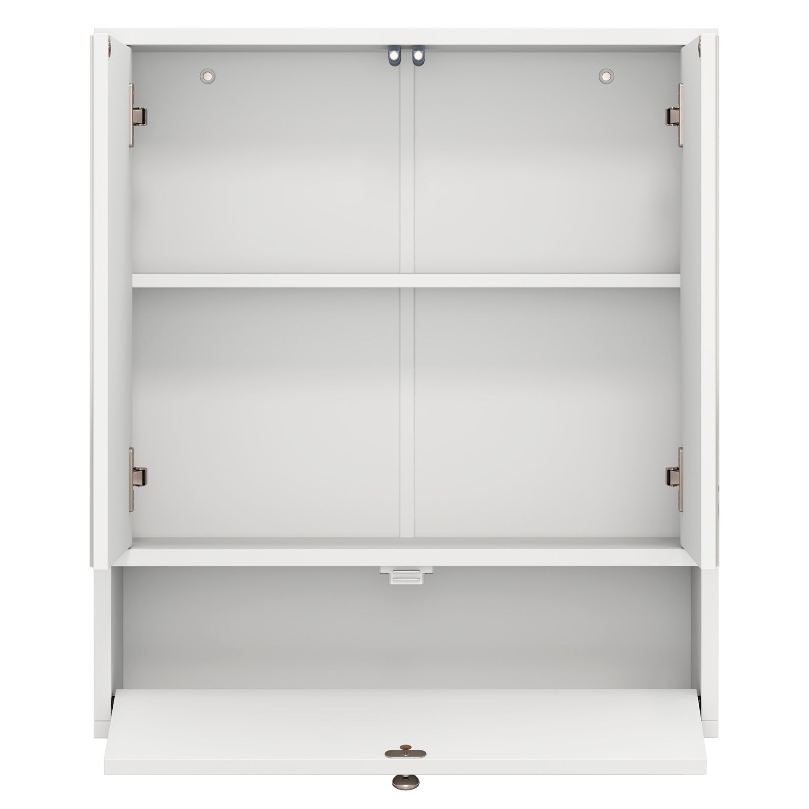 Double Door Wall-Mounted Bathroom Mirrored Medicine Cabinet-White