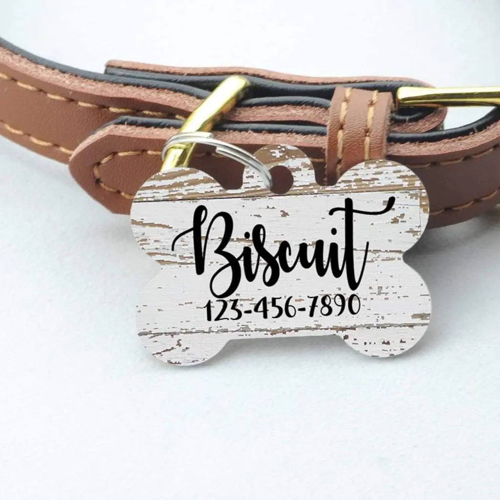 Wood Grain Pet ID Tag