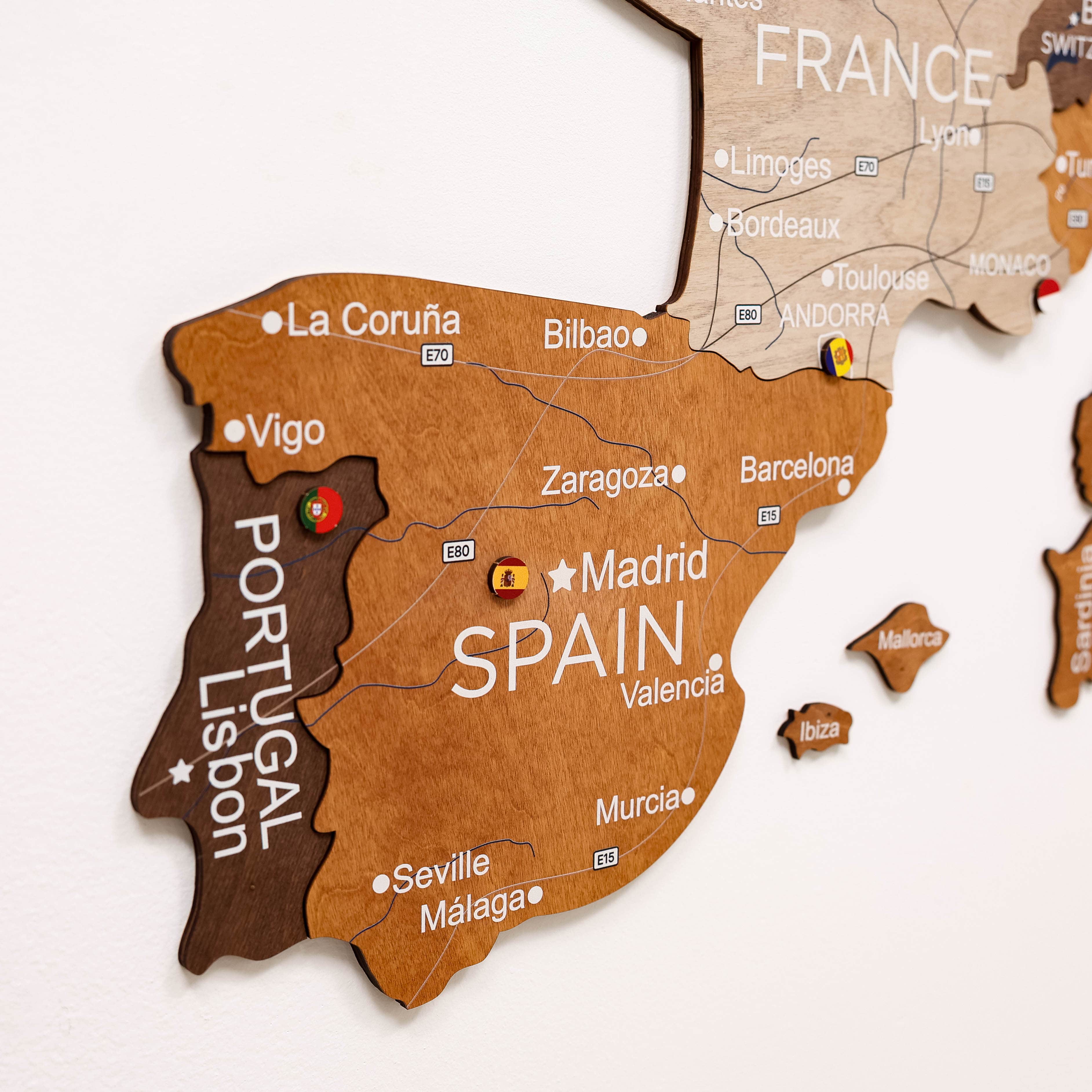 3D Europe Wooden Map Multicolor