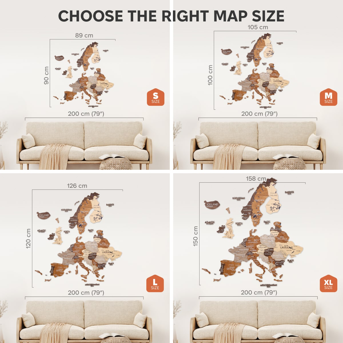 3D Europe Wooden Map Multicolor