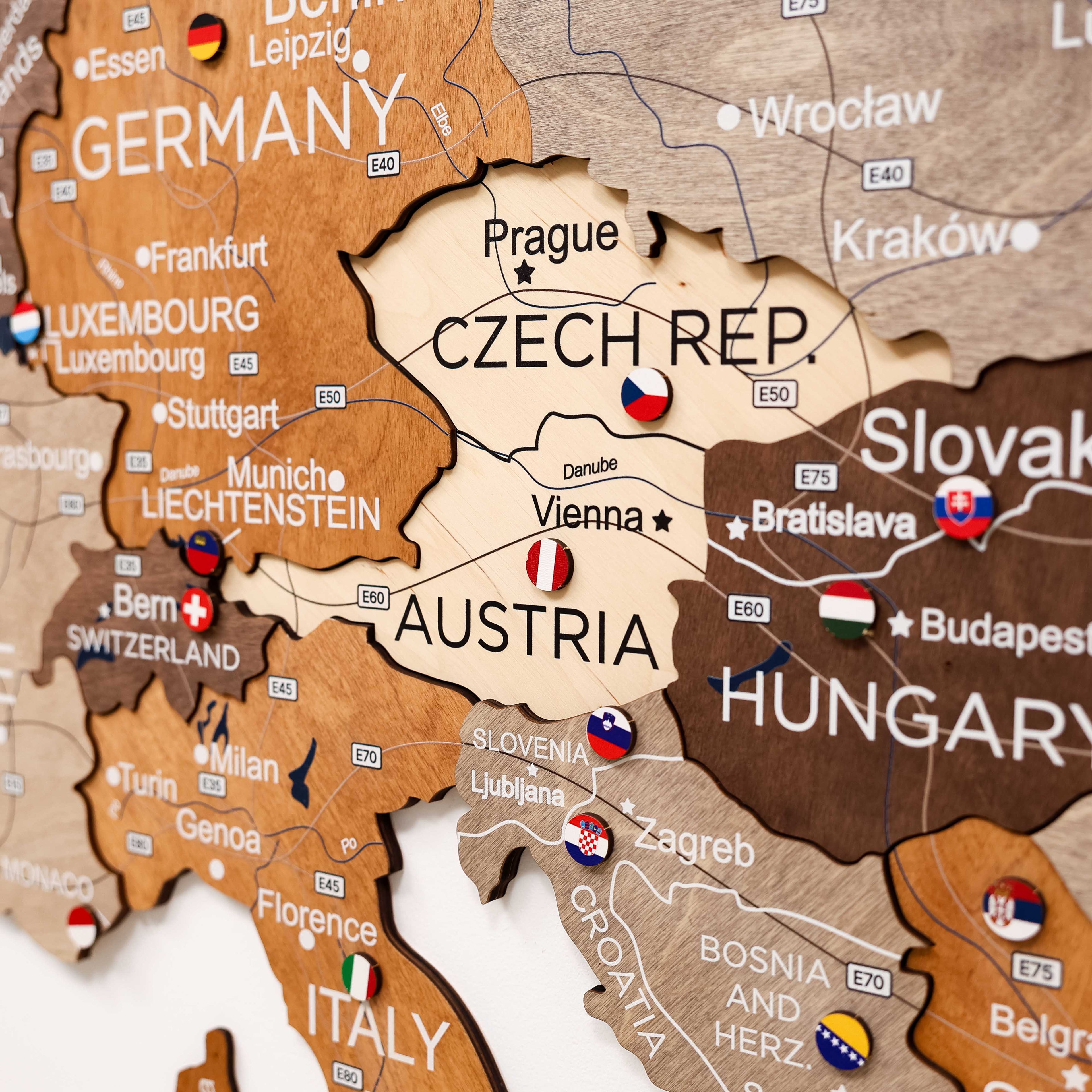 3D Europe Wooden Map Multicolor